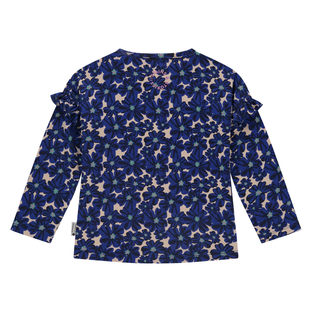 Stains & Stories girls t-shirt long sleeve cobalt verkrijgbaar in maat 92 tot en met 116
