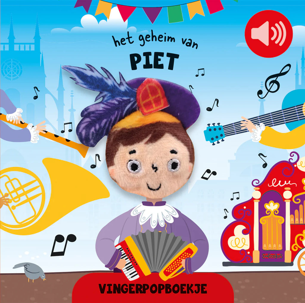 Ga jij met Piet mee op avontuur? Dit stevige kartonboek bevat een vingerpop van Sinterklaas met daarin een piepende verrassing! Iedere pagina bevat een vrolijk tekstje op rijm.
