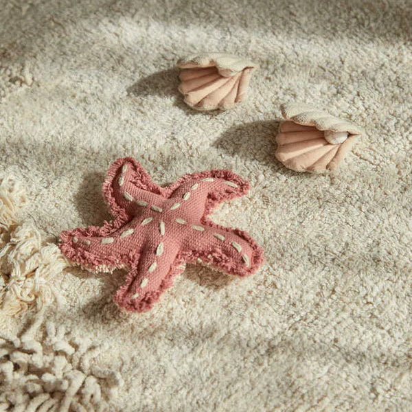 Lorena Canals Vloerkleed machine wasbaar. Formaat: 140x200 Beige en natuurlijke kleuren. Thema: Sealife