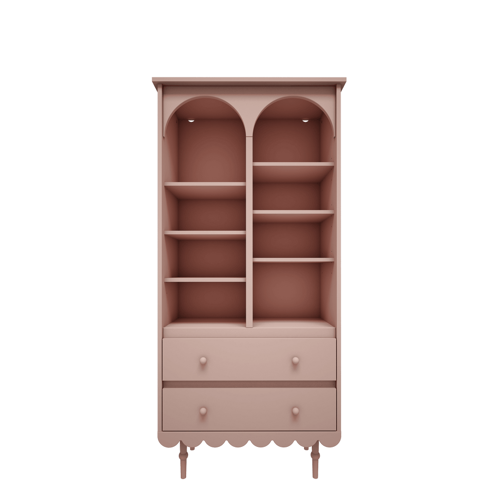 Een oud roze boekenkast