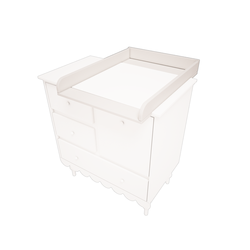 Een wit opzetstuk op een witte commode