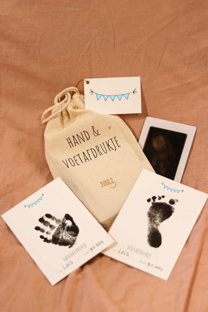 hand en voet afdrukje blauw