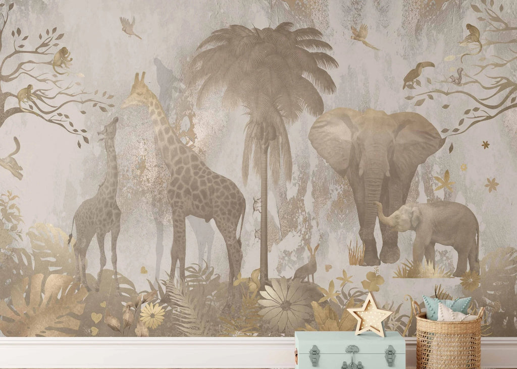 Fleur des Fleurs Behang A Bright daylight copper gold natural in vlies en vinyl.