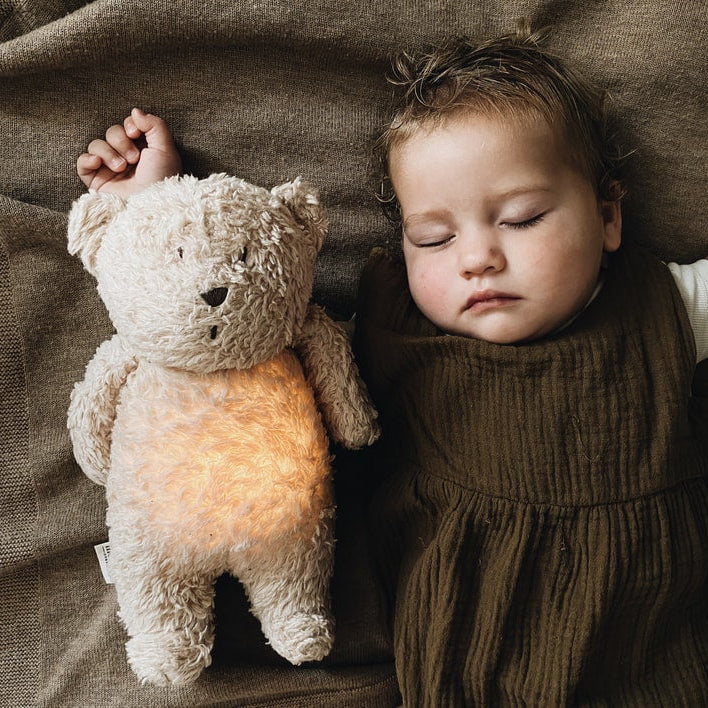 Moonie 2.0 Upgrade - Knuffel Hartslag en Licht - Beer Organic Sand Natur