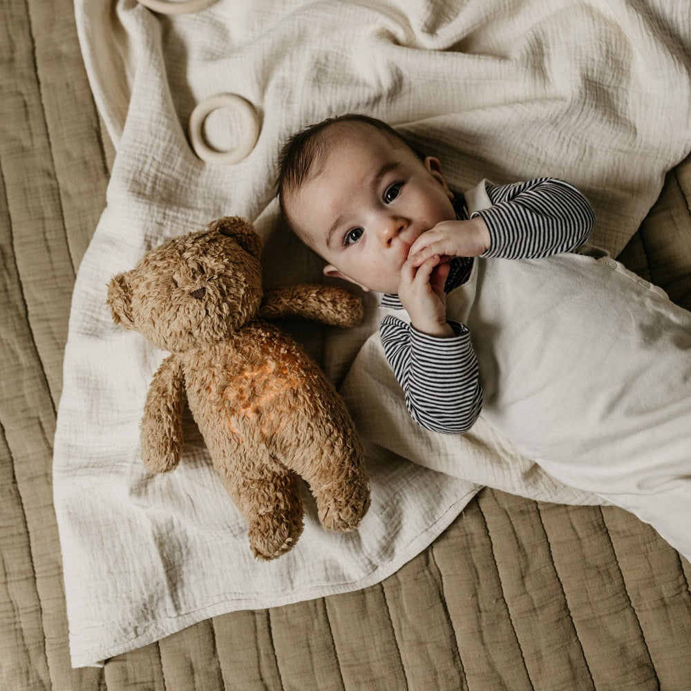 Moonie 2.0 Upgrade - Knuffel Hartslag en Licht - Beer Organic Cappuccino Natur