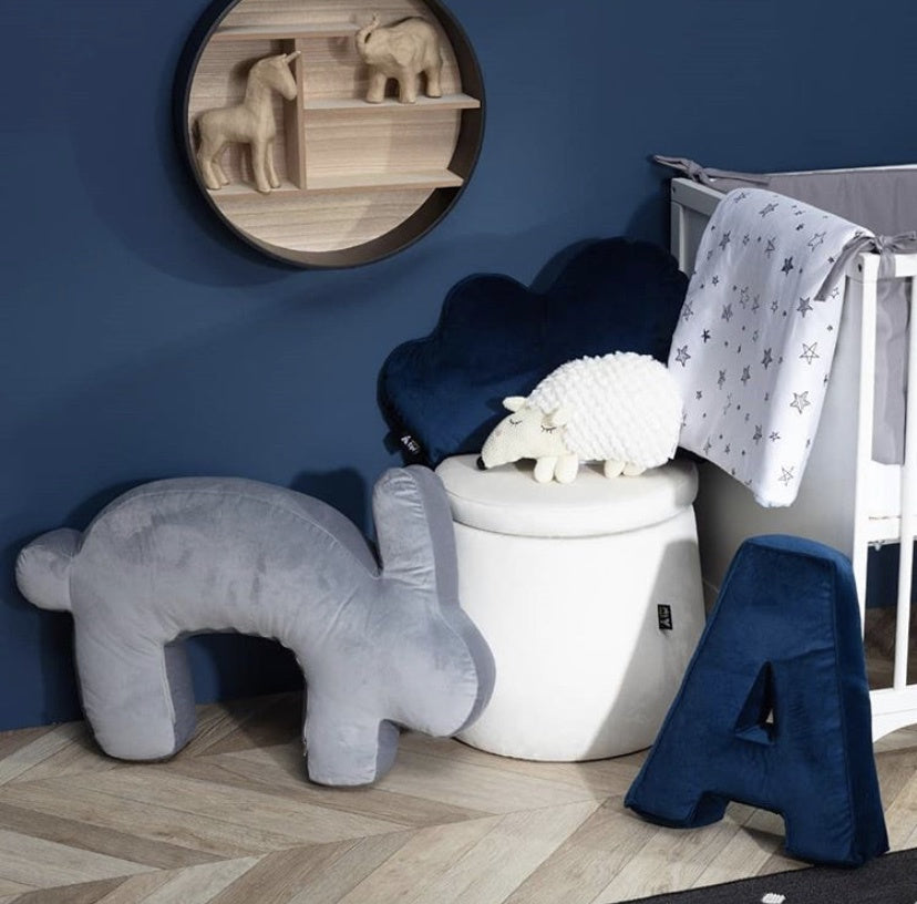 Decoratie Letterkussens velvet blauw