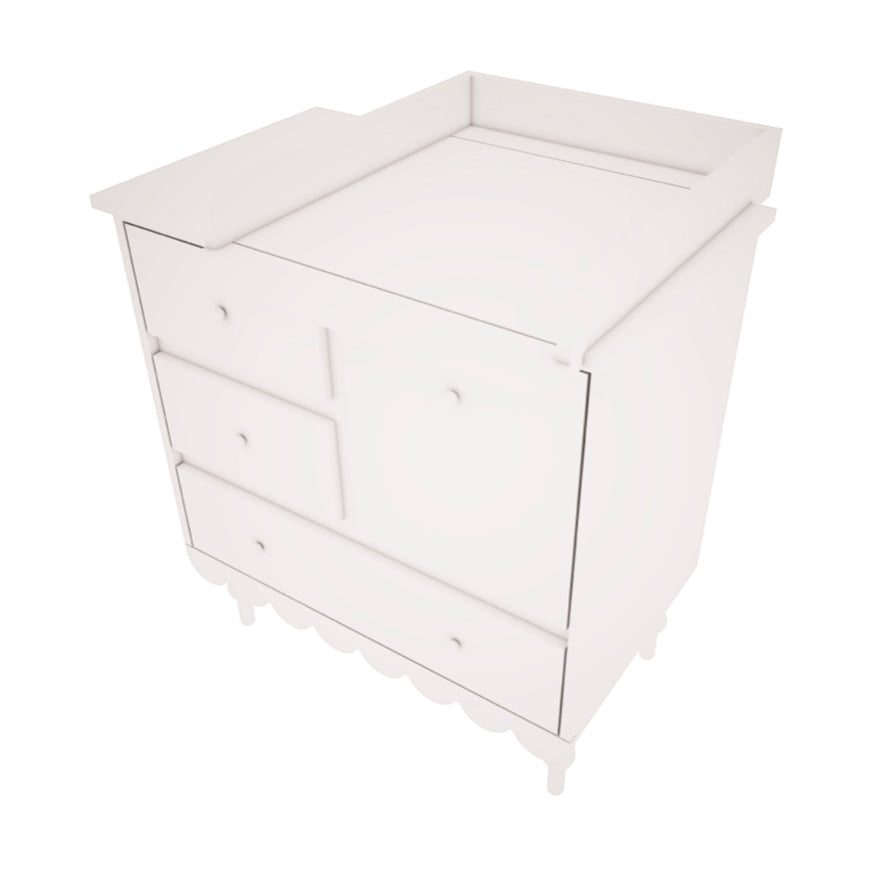 Een wit opzetstuk op een witte commode
